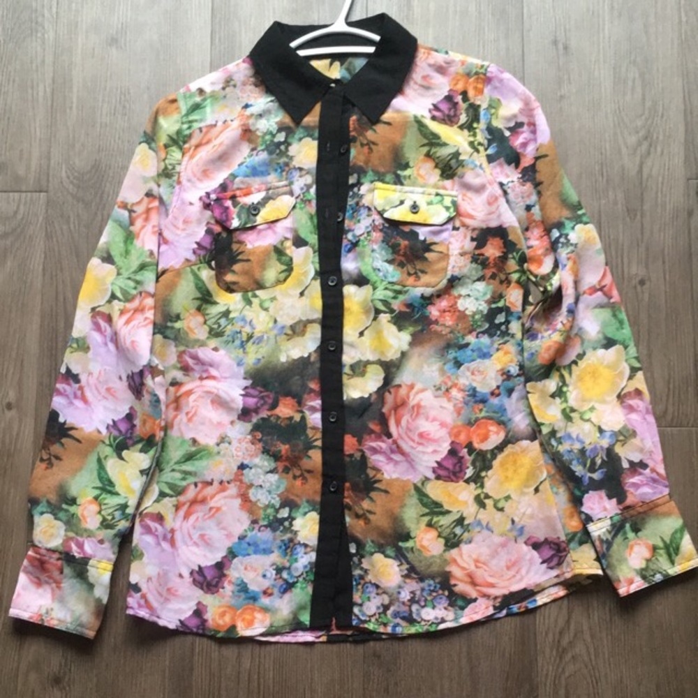 Floral button down blouse